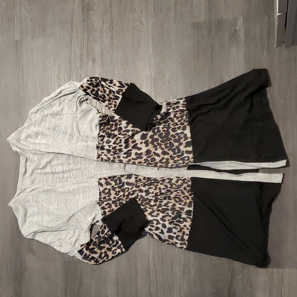 Shein Color Block Cheetah Print Cardigan